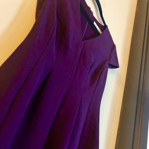 Eliza J eggplant purple pleated A-line dress